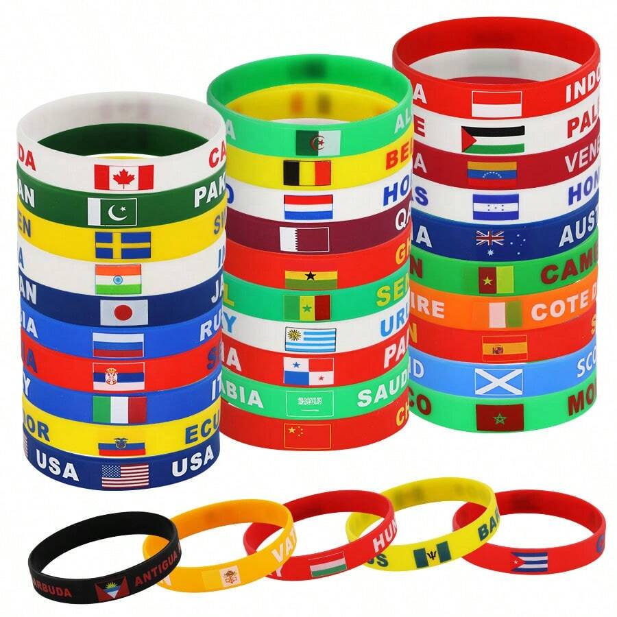 Bộ 5 chiếc vòng đeo tay in hình quốc kỳ Brazil, quà tặng nhỏ lưu niệm dành cho người hâm mộ World Cup 2026. - Nhiều màu - Xem 1