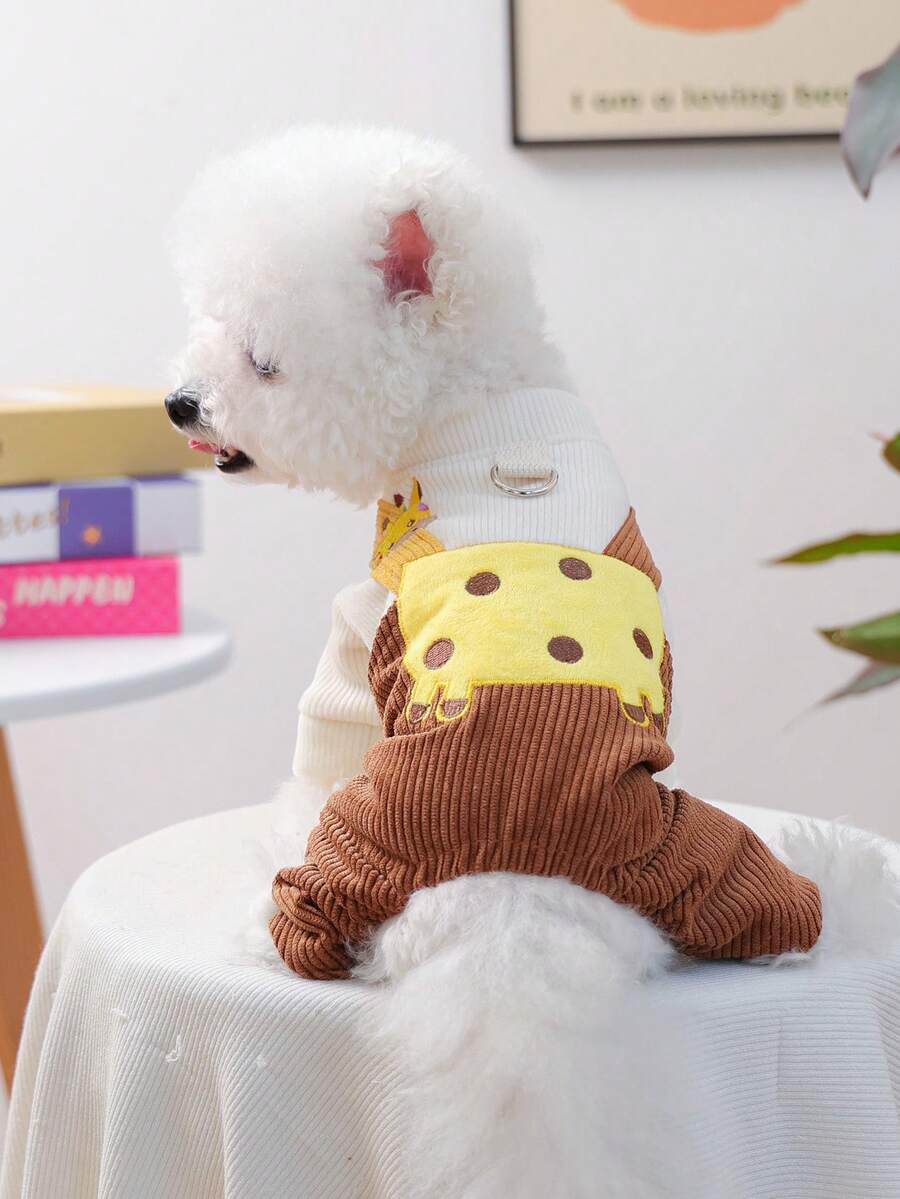 PETCIRCLE 1件宠物衣服，小型犬套装，长颈鹿背带裤（小型犬适用）