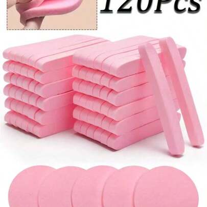 120 miếng bông rửa mặt nén, thích hợp cho chuyên viên làm đẹp, bông rửa mặt tròn, bông tẩy trang nén (màu hồng), quà tặng ngày Valentine và Giáng sinh.