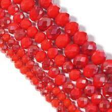 1pc Faceted Abacus Bead Crystal Flat Bead Multi-Color Loose Beads, Fashionable Colorful Cute Electroplated Versatile All-Match DIY Beads For Bracelets, Necklaces, Jewelry Making, Phone Straps, Keychains - Semi-electroplated Red Porcelain - View 5