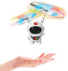 Juguetes voladores en miniatura y drones aptospara nifiosperfectos para regalos de cumpleafiosy Navidad. incluyemini robots y astronautas conluces LED, ideales para jugartanto en interiorescomo en exteriores - Blanco - Ver 10