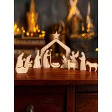 Wooden Easter Resurrection Scene & Cross Decor Set, Jesus Tomb Tray, Nativity Scene Decoration, Suitable For Religious Places, Home Office Desktop, Christian Gifts, Figurine Decor, Easter Dinner Table Decoration, Mothers Day Gift, Birthday Gifts For Moms - Brown - View 4