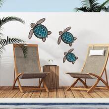 1/3pcs Wooden Sea Turtle Wall Decor Turtle Wall Art Beach Theme Art Decorations Vintage Coastal Ornaments For Pool Home Lake House Bathroom Garden Indoor Outdoor - Multicolor - View 3