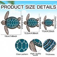 1/3pcs Wooden Sea Turtle Wall Decor Turtle Wall Art Beach Theme Art Decorations Vintage Coastal Ornaments For Pool Home Lake House Bathroom Garden Indoor Outdoor - Multicolor - View 9