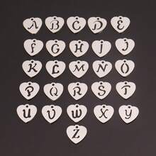 3个/套 心形吊坠 不锈钢英文字母吊坠 A-Z 字母饰品，适用于手工手链、耳环等珠宝制作 - 吊墜 - 查看 4