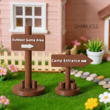 SHAMLESS 1:12 Scale Outdoor Camping Game Road Sign Model, Campsite Entrance/Outdoor Game Area Directional Arrow Sign Pole, Suitable For Dollhouse Outdoor Scene, Mini Camping Decor, DIY Micro Landscape Props - Direction Arrow Post_1pc - View 6