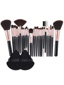 24PCS Makeup Tools Set Including:22PCS Makeup Brush Set+2PCS Triangle Powder Puffs,All-In-One & Beginner-Friendly | Travel-Ready & Gift-Ready | Perfect For Newbies/Her - Multicolor - View 12