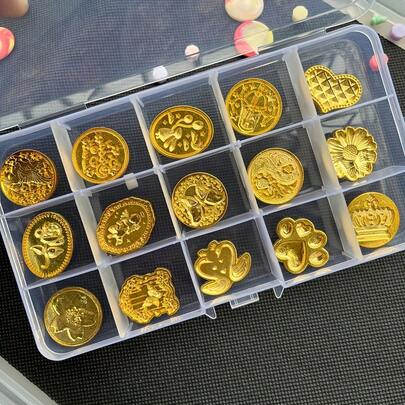 Bộ 15 đầu đóng dấu sáp hợp kim ngẫu nhiên kèm hộp đựng, bộ dụng cụ đóng dấu sáp, phụ kiện dụng cụ đóng dấu sáp (không bao gồm hạt sáp), dùng cho bao bì quà tặng, phong bì, thiệp mời, sổ lưu niệm, v.v.