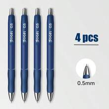 4支装耐用型按动式圆珠笔，蓝色墨水，中号笔尖（0.5毫米） - 适用于家庭、办公室、大学、日记、绘画、笔记、书写 - 套裝 - 查看 2