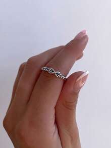 ESBERRY 1pc Minimalist Elegant Infinity Symbol Ring, Suitable For Daily Wear, Perfect As Birthday Gift Or Jewelry For Friends - Infinite Twist Ring - View 4