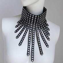 1件装女士朋克铆钉流苏颈圈领带，PU皮革可调节铆钉领带，适合哥特派对、锐舞节等场合 - 黑色 - 查看 12