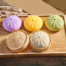 1/4 Pcs Daily Stress Relief Toy, Colorful Dumpling Squeeze Ball, Sensory Fidget Toy, Squeeze Dough Ball Stress Relief Hand Toy, Elastic Tabletop Toy With Food Steamer, Game And Party Favor, Suitable As Gift Or Party Favor(Colors Are Dispatched Randomly.) - 彩色 - 查看 2
