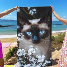 1pc Cat Print Beach Towel, Soft Comfortable Lightweight Beach Towel, Suitable For Travel, Swimming, Diving, Surfing, Yoga, Camping, Beach Accessories - SSTJ11863 - View 9