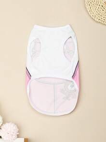 1 pieza Camiseta de tirantes de poliéster ligera con patrón de dibujos animados para mascotas, adecuada para caniche y oso de peluche en verano - Multicolor - Ver 4