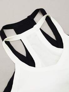 2pcs Striped Sports Camisole, Built-In Padded Seamless Cami Top, Versatile Comfortable Undershirt For All Seasons - Multicolor - View 5