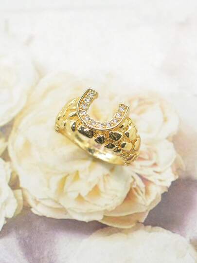 1pc Luxury Personalized U-Shaped Letter Stone Ring, Inlaid Synthetic Stone, Suitable For Daily Wear, Parties, Events. Best Gift For Easter, Christmas, Valentine's Day, Father's Day, Boyfriend, Father, Friend