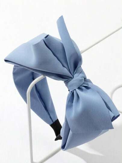 1pc Women's Solid Color Fabric Diagonal Striped Double-Layer Side Bow Headband, Elegant Fashion Cute For School And Daily Wear, Suitable For All Seasons