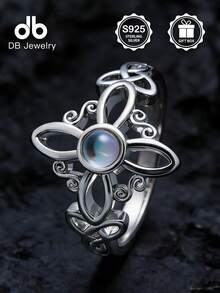 1 chiếc nhẫn nút thắt phù thủy bằng bạc Sterling S925, trang sức dành cho nữ, thích hợp để trang trí hàng ngày, trang trí lễ Phục sinh, trang trí lễ hội âm nhạc, quà tặng lễ Phục sinh, quà tặng Giáng sinh, quà tặng đám cưới, đi kèm hộp quà - Nút thắt phù thủy đá mặt trăng - Xem 3