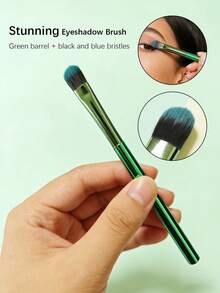 2pcs/1pc Green Handle Eyeshadow Brush Premium Synthetic Bristles Professional Eye Makeup Brush For Eyeshadow Blending & Precision Application - Beauty Tool - Multicolor - View 1