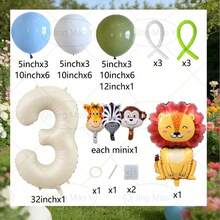 43 Pieces, Including 32-Inch Off-White Digital Numbers, Mini Giraffes, Zebras, Monkeys, And Large Lions, Suitable For Birthday Party Decorations For Ages 1–9, Baby Shower Decorations, Anniversary Decorations, And Photo Props, - View 4