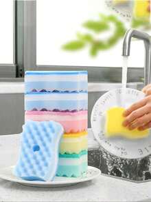 4 miếng bọt biển lau chùi hai mặt, dùng cho nhà bếp, phòng tắm, nhà cửa, đồ dùng gia đình - A - Xem 13