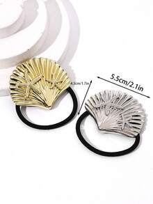 1pc Plain Shell & Starfish Casual Bohemian Zinc Alloy Shell Starfish Fashion Versatile Seamless Hair Tie, Suitable For Daily Wear - Multicolor - View 4