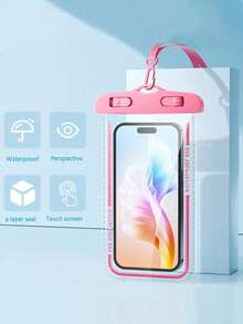 2pcs Waterproof Diving Bag, Touch Screen Sealed, Suitable For Swimming, Underwater Photography, Dustproof, Shockproof, Rainproof, Waterproof, Floating, Portable, Can Be Used As Sports Phone Case, Sports Bag, Waterproof Bag, Holiday Beach Travel Waterproof Phone Case, Summer Swimming Bag, Holiday Beach Wallet, Outdoor Sports Holiday Swimming Pool Sports Fitness Travel Bag, Unisex Travel Essential Beach Swimming Bag - 黑色+粉紅色 - 查看 6