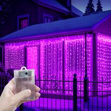 Luzes de fada cintilantes, decoração para pátio, 8 modos de iluminação para cortina de quarto e sala de estar, luzes decorativas para festas de casamento, iluminação decorativa para feriados, decoração interna e externa, decoração para festas de aniversário, decoração para camping e quintal, decoração de guirlanda de fadas, luzes de cortina com caixa de bateria, 4 opções de cores de luz, decoração para feriados, decoração para o Dia dos Namorados, decoração para criar atmosfera romântica no quarto, decoração para jardim, luzes decorativas para Natal e Halloween. - cortina de luz com caixa de bateria - Ver 15