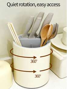 1 szt./3 w 1 uchwyt na przybory kuchenne do blatu z blokiem na noże i półką na sztućce. - Zobacz 7