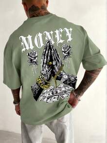Zrgoth Men's Casual Versatile Simple Money Print Element Short Sleeve T-Shirt - Mint Green - View 3