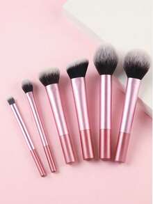 Bộ 6 cọ trang điểm màu hồng đa năng, gồm cọ má hồng, cọ phấn phủ, cọ tán phấn mắt, cọ tạo khối và cọ che khuyết điểm. - Hồng - Xem 2