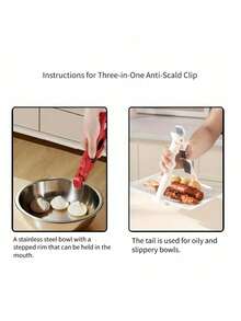1pc 3-In-1 Heat Resistant Bowl Clip, Made Of Heat Resistant Material With Non-Slip Heat Resistant Handle Design, Can Prevent Scalding, Can Be Used As Bowl Clip, Plate Clip And Bottle Opener, Essential Kitchen Tool - Multicolor - View 7