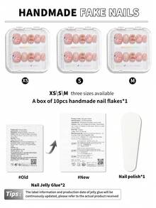 10pcs Handmade,Nail,Press On Nails,Valentine's Day,Gift,Spring And Summer Nails,Round Nails,Spring Nail,Nails Press On,Press On Nails Short,Fake Nails,Short Nails,Press On Nails Acrylic,Handmade Press On Nails,Detachable And Reusable ﻿ - Multicolor - View 9