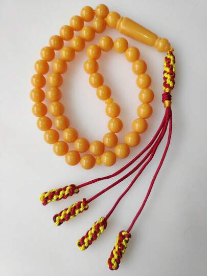 Cuentas de oración de resina de 3 colores amarillo/negro/azul, 45 piezas, rosario musulmán islámico con borla, regalo de Ramadán y Eid