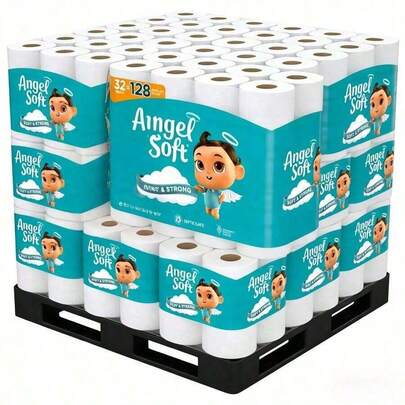 Mother's Day  Angel Soft Toilet Paper, Pack-6Mega Rolls = 24Regular Rolls, Soft And Strong Toilet Tissue - Toilet Paper, Tissue Paper, Roll, Paper Towels, Papel Toalla Para Cocina, Fuerza Regida, Cleaning Supplies, Buy One Get One Free, 2-Ply Durable Ti