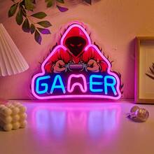 1pc Gaming Neon Light Sign, Game Room Decor Neon Light, USB Powered, Boys Bedroom Gaming Cave Decoration, Teen Boys Christmas Birthday Gaming Gift - Multicolor - View 9