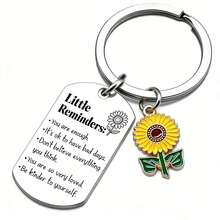 Little Reminders Keychain Inspirational Key Ring You Are Enough Daily Affirmation Mental Health Positive Gifts - Silver - View 8