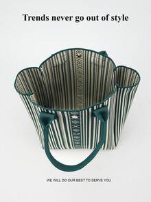 1 pieza Bolso de mano/tote de gran capacidad, ligero y con diseño de dibujos animados, adecuado para ir al trabajo, la escuela, viajar, portátil para combinar con atuendos, para todas las estaciones - Verde - Ver 4