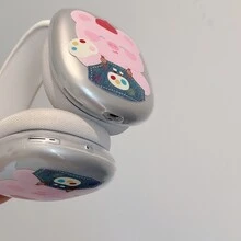 1 pieza Funda protectora con diseño de cerdo de dibujos animados compatible con los auriculares Apple Max - Multicolor - Ver 2