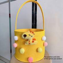 1个毛毡拥抱桶，新生儿杂物玩具糖果零食卡通毛毡袋，婴幼儿手提包 - 彩色 - 查看 9