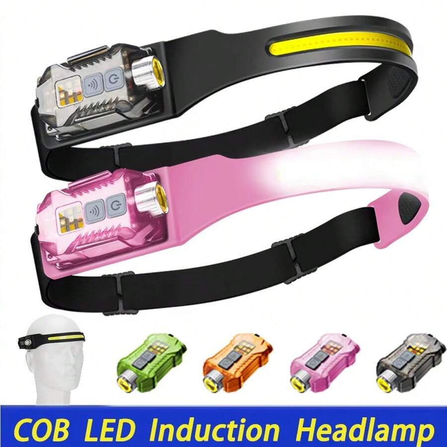 1PC USB Rechargeable LED Sensor Headlamp, Headlight Head Work Light, Waterproof Headlamp For Fishing Camping Lantern - Multicolor - View 1