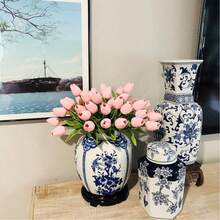 30 cành hoa tulip nhân tạo, hoa tulip giả dùng cho bó hoa cưới và trang trí nhà cửa. - Hồng - Xem 4