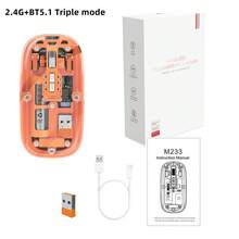 Ratón inalámbrico transparente M233 de 3 modos, 2.4G inalámbrico y BT5.1, batería recargable de 500mAh, silencioso - Ver 13