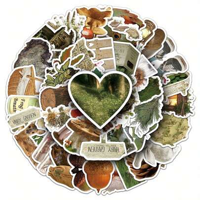 50 miếng dán graffiti phong cách Retro Forest Ins, tự dính, thích hợp để trang trí cốc nước, sổ tay, ván trượt, hành lý, mũ bảo hiểm, v.v. Nhãn dán vui nhộn, đồ dùng làm sổ lưu niệm Kindle, nhãn dán laptop.