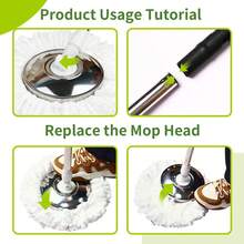 Conjunto de cubo de fregona con sistema de fregona giratoria de 360° con 3 cabezales de fregona de hilo dividido y cubo autolimpiante - 1 juego - Ver 2