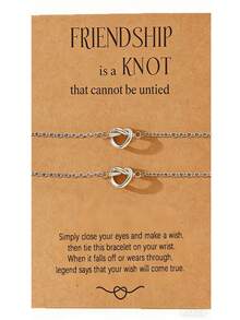 Bộ 1/2/3/4 vòng tay tình bạn bằng thép không gỉ, hình trái tim, thích hợp làm quà tặng cho bạn gái ở xa, chị em gái, các cặp đôi, quà sinh nhật, quà Giáng sinh, quà ý nghĩa. - Bạc - Xem 1