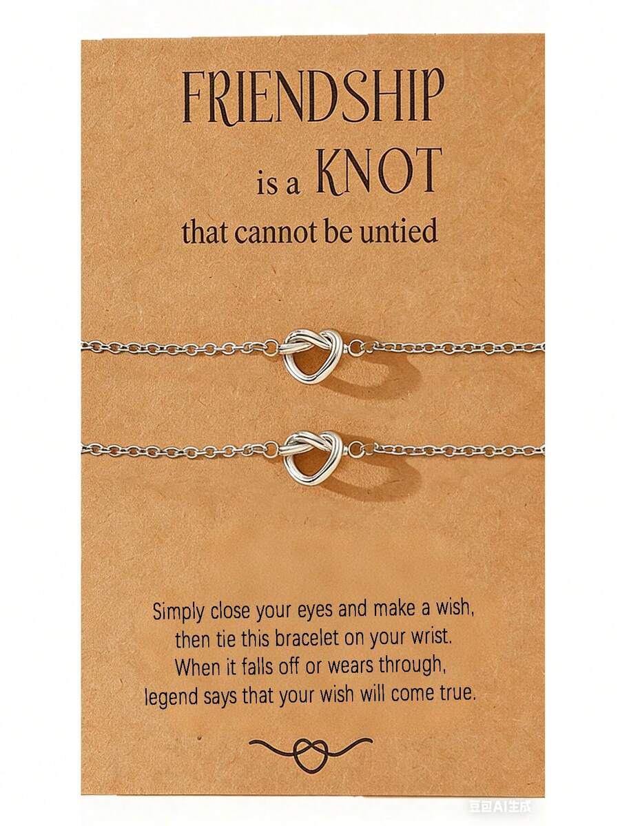 Bộ 1/2/3/4 vòng tay tình bạn bằng thép không gỉ, hình trái tim, thích hợp làm quà tặng cho bạn gái ở xa, chị em gái, các cặp đôi, quà sinh nhật, quà Giáng sinh, quà ý nghĩa. - Bạc - Xem 1