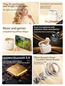 Lenovo EA166 Bluetooth 5.4 Earphones: High-Quality Sound, Smart Super-Clear Call Noise Cancellation, IPX5 Waterproof And Sweat-Proof Rating, Ultra-Low Latency. - Cherry Blossom White - View 5