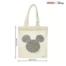 MINISO X Disney Mickey Mouse Love Heart Canvas Tote Bag - Cute Reusable Shopping Bag For Daily Use - 1 cái - Xem 5