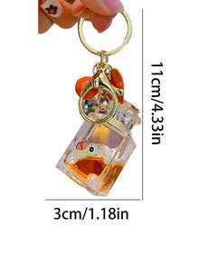 1个可爱鱼形夜灯沙瓶钥匙扣，时尚包包装饰，闪亮沙瓶手柄，日常减压，高端汽车钥匙链吊坠，返校礼物，送给女友/妈妈的惊喜，汽车配件，可爱哥特风Y2K包挂绳带证件卡套，汽车配件包饰 - 彩色 - 查看 3